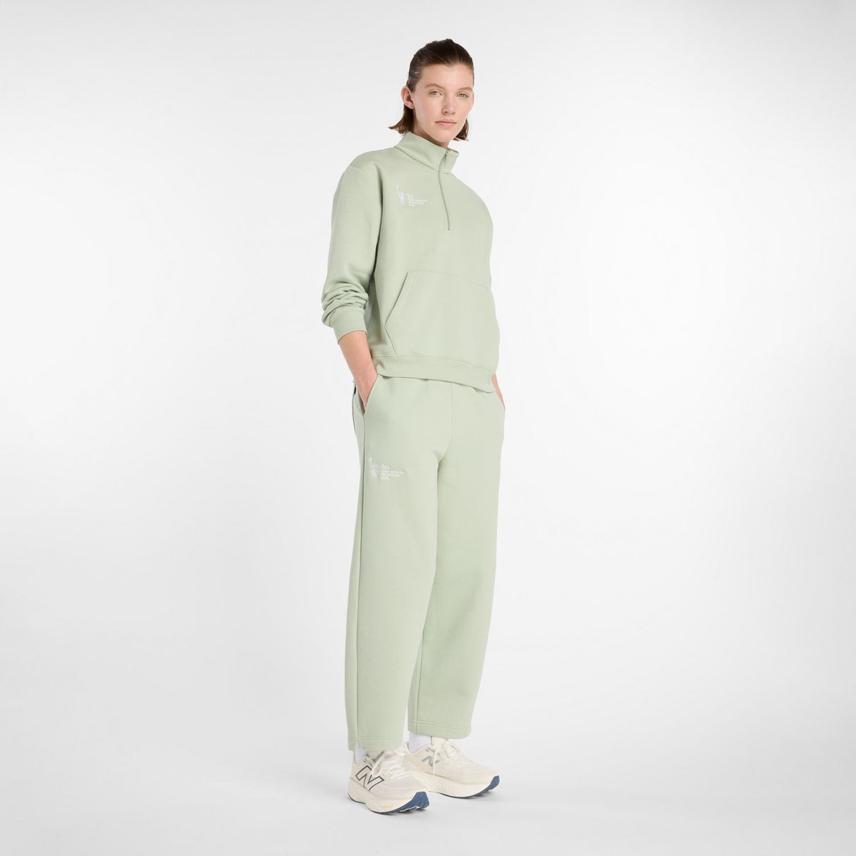New Balance Women's NYC Marathon Linear Heritage Fleece Barrel Leg Pants-1