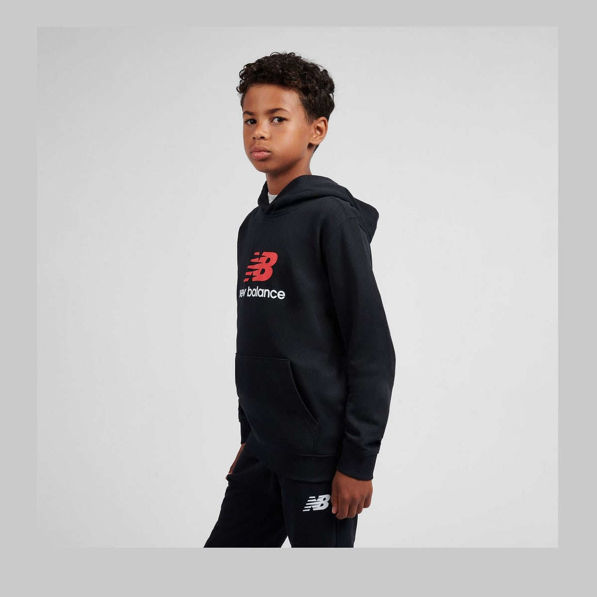 New Balance Boys' Brush Back Stacked Logo Hoodie-6