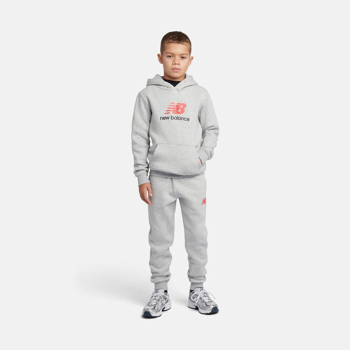 New Balance Boys' Brush Back Stacked Logo Hoodie-4