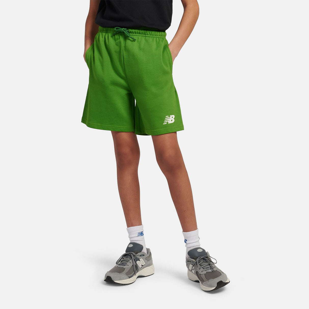 New Balance Boys' French Terry Stacked Logo Shorts-2
