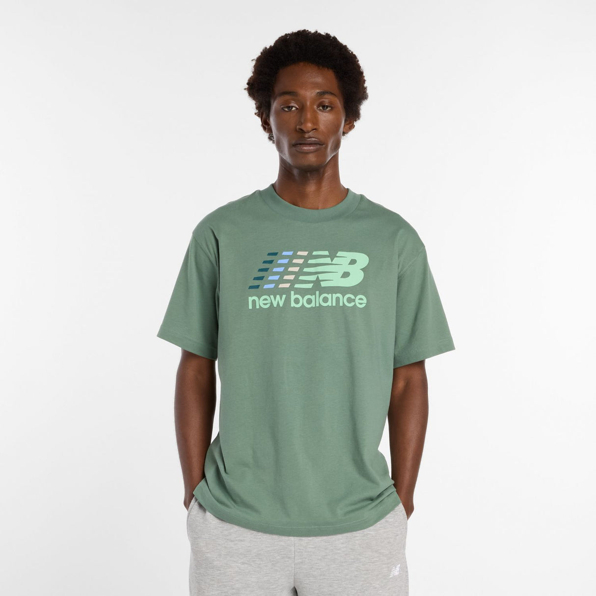 New Balance Men's Center Multi Color Logo T-Shirt-1