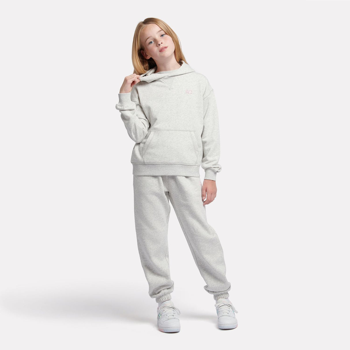 New Balance Youth Girl's French Terry Small Logo Hoodie-4