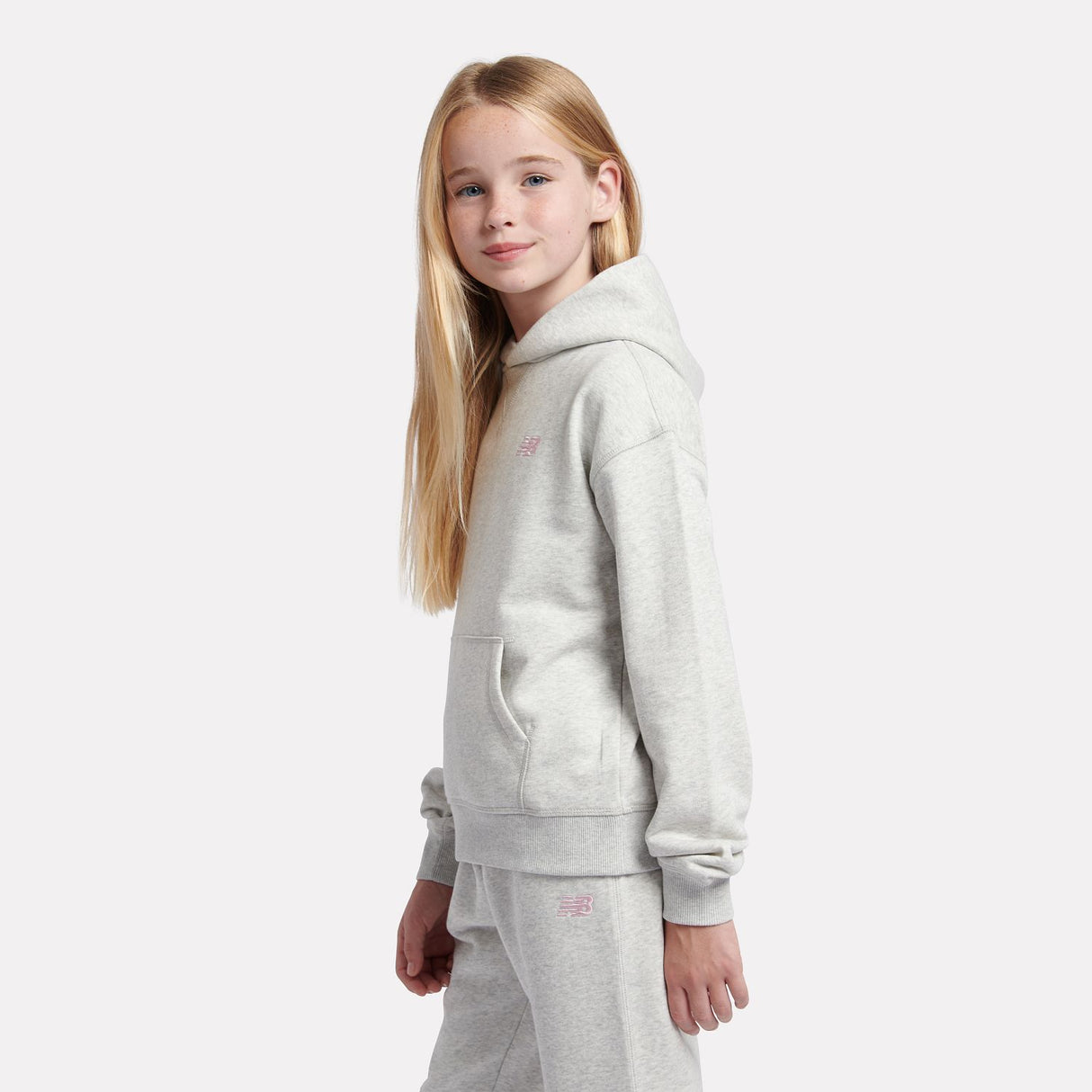 New Balance Youth Girl's French Terry Small Logo Hoodie-6