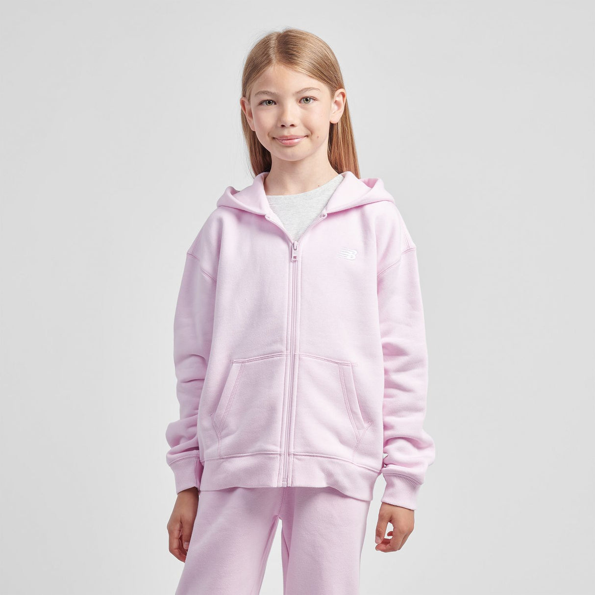 New Balance Youth Brush Back Small Logo Full Zip Hoodie-4