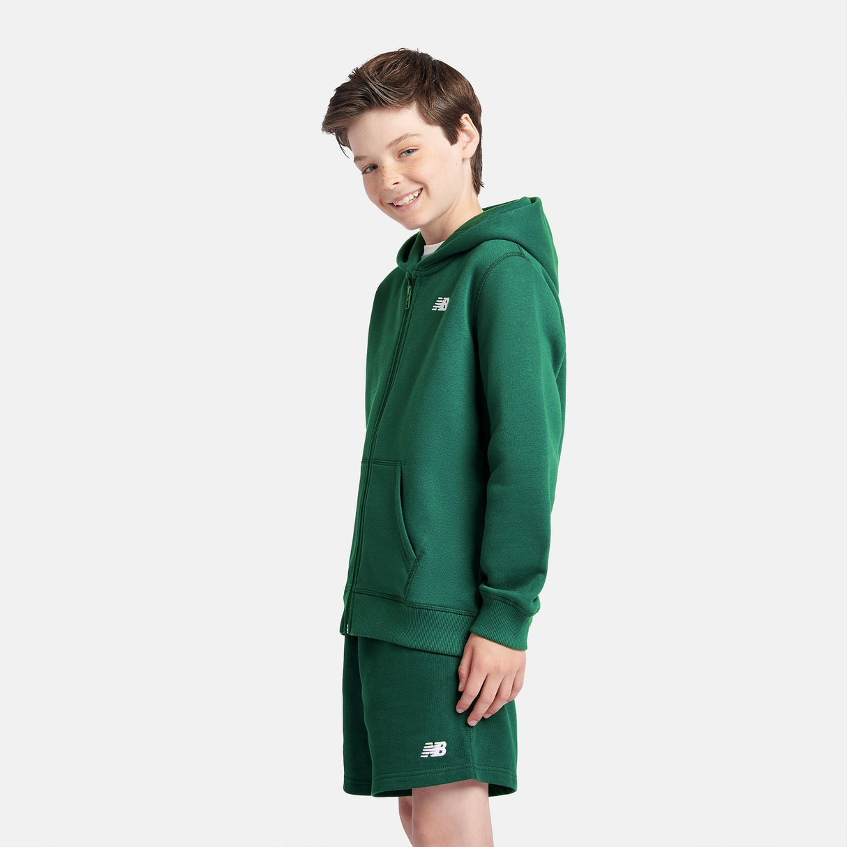 New Balance Youth Brush Back Small Logo Full Zip Hoodie-6