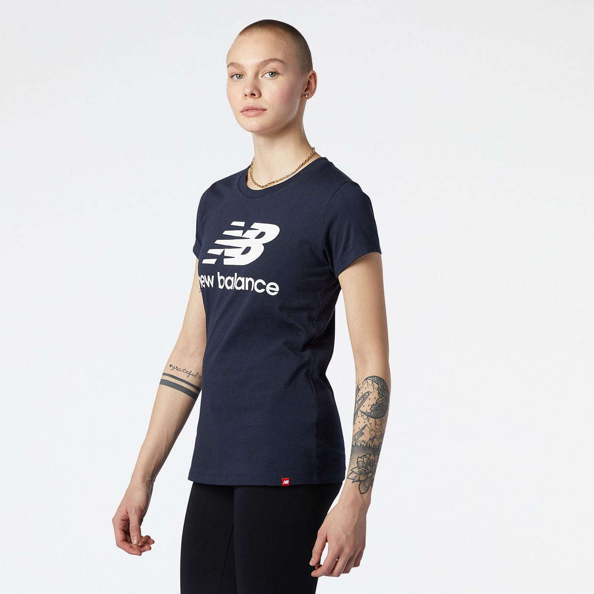New Balance Women's Essentials Stacked Logo Tee-4