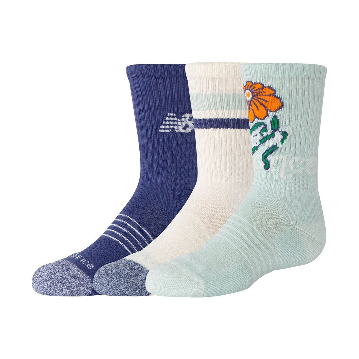 New Balance Youth Active Graphic Crew Socks 3 Pack Unisex Accessories Socks