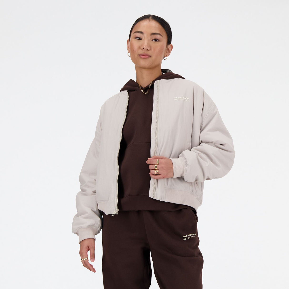 New Balance Women's Linear Heritage Woven Bomber Jacket-6