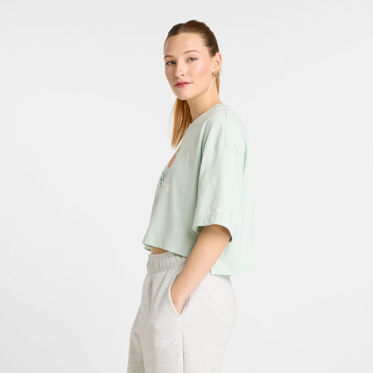 New Balance Women's Athletics Flower Oversized Cropped T-Shirt-2