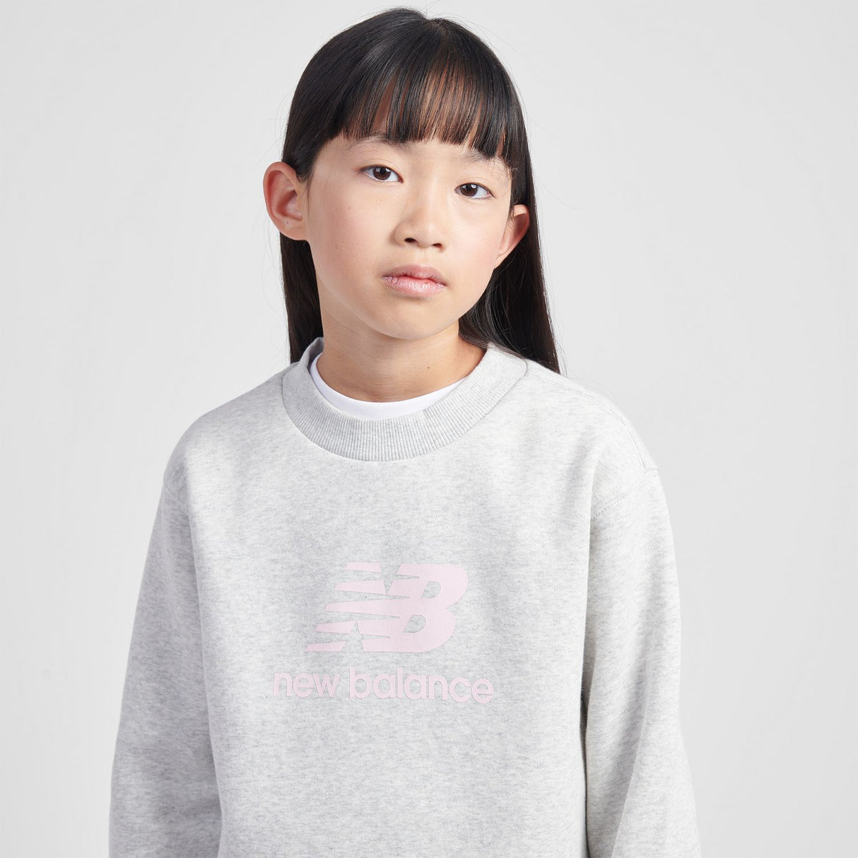 New Balance Youth Brush Back Stacked Logo Crew-7