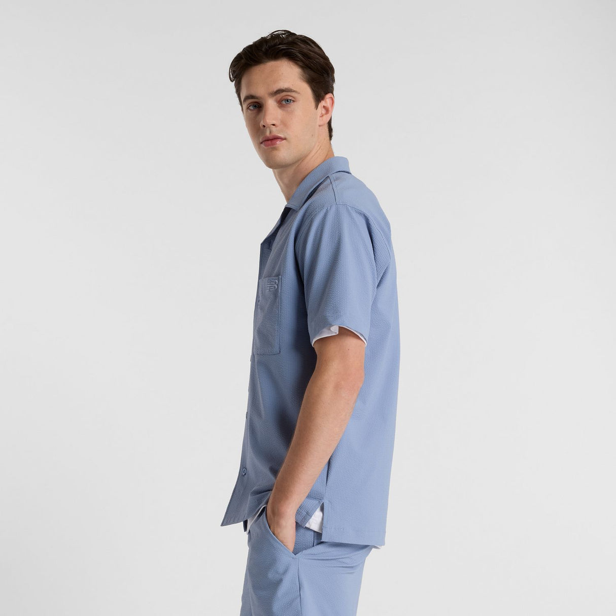 New Balance Men's Seersucker Button Up Short Sleeve-2