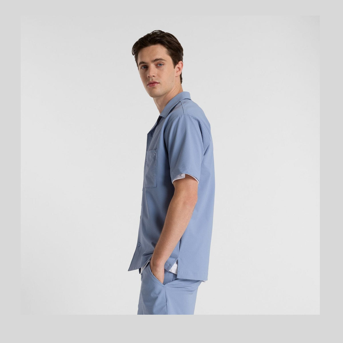 New Balance Men's Seersucker Button Up Short Sleeve-2