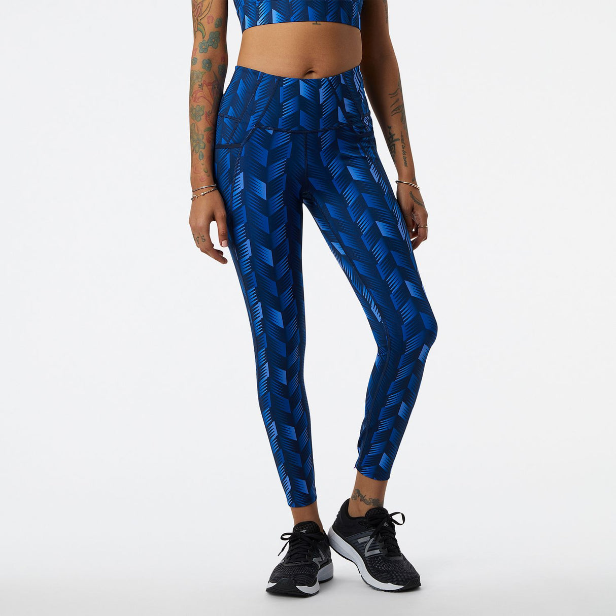 New Balance Women's Shape Shield 7/8 High Rise Printed Pocket Tights-1