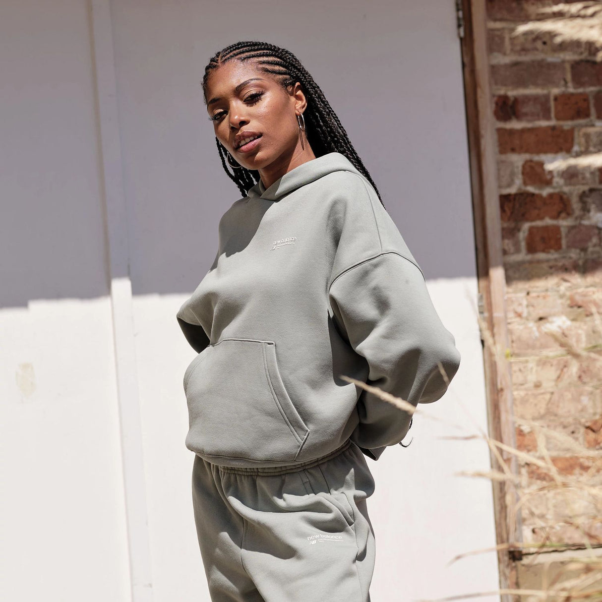 New Balance Women's Linear Heritage Brushed Back Fleece Hoodie-7