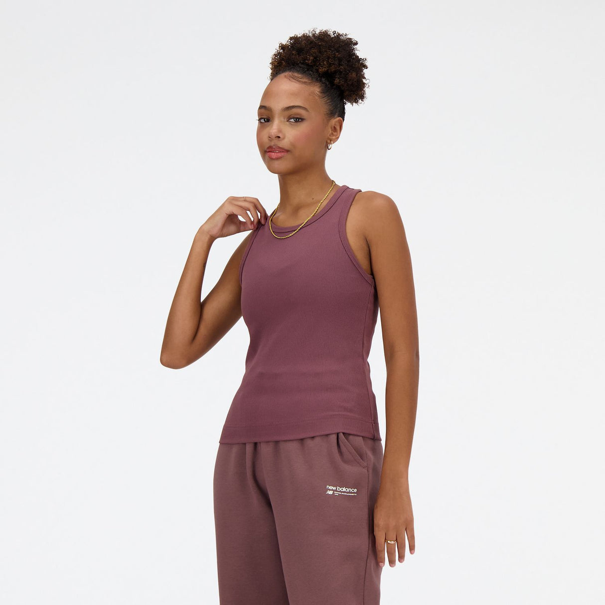 New Balance Women's Linear Heritage Rib Knit Racer Tank-2