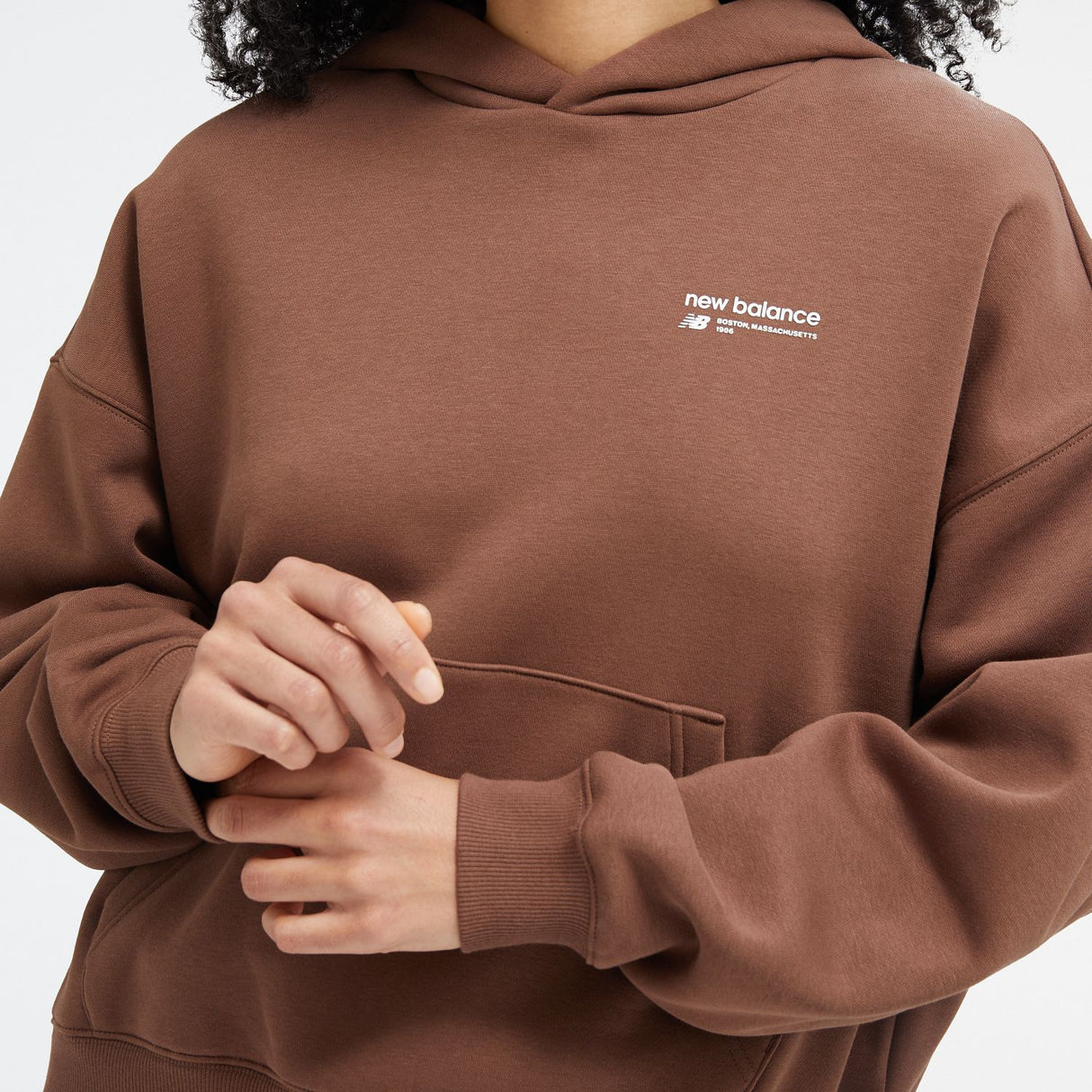 New Balance Women's Linear Heritage Brushed Back Fleece Hoodie-5