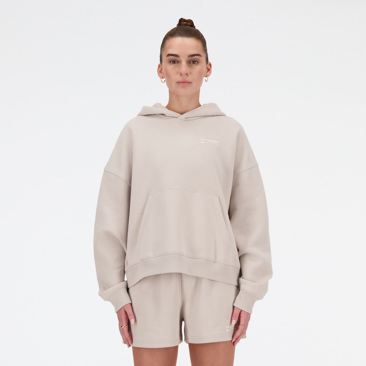 New Balance Women's Linear Heritage Brushed Back Fleece Hoodie-1