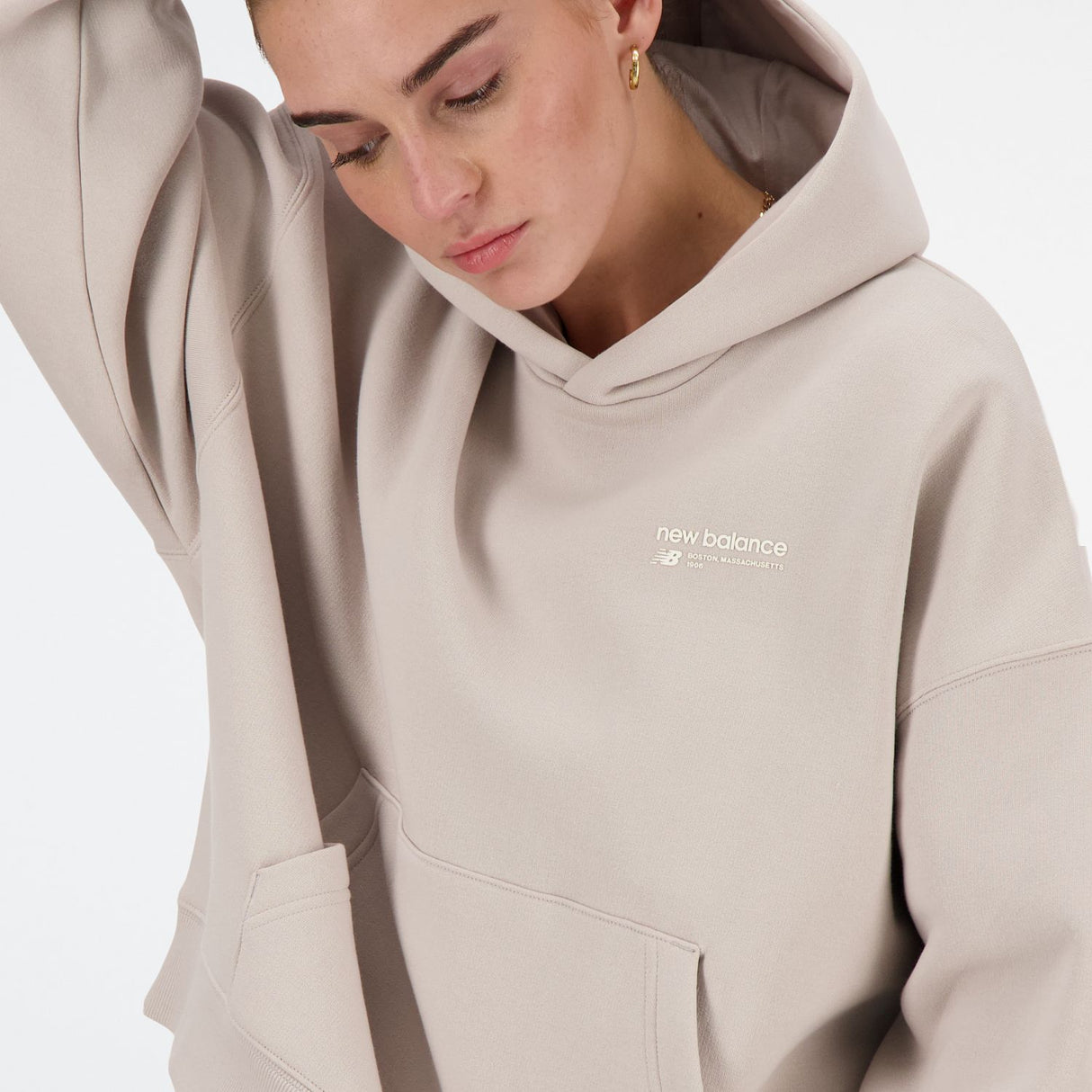New Balance Women's Linear Heritage Brushed Back Fleece Hoodie-4