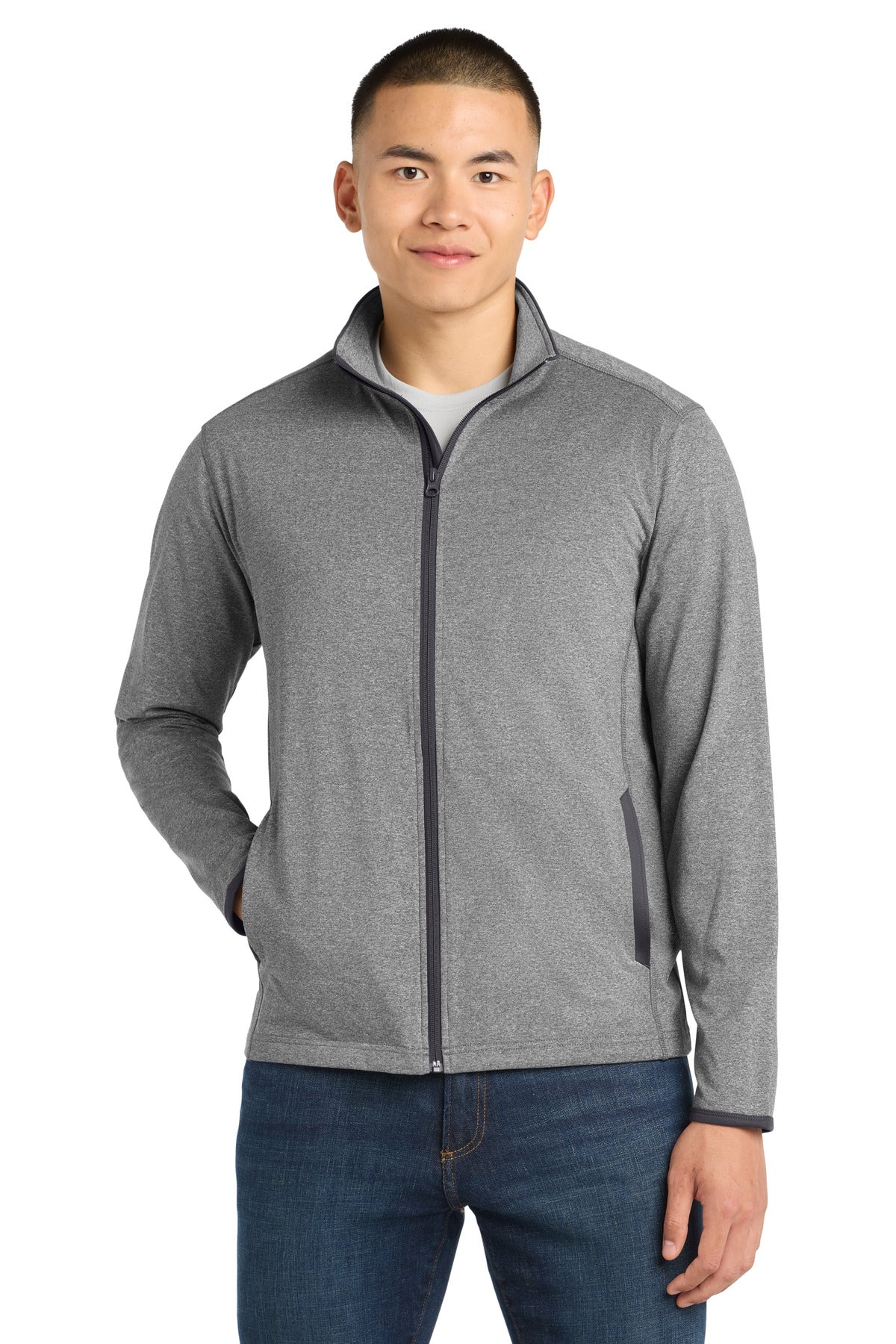 Sport-Tek Men's Sport-Wick Stretch Contrast Full-Zip Jacket
