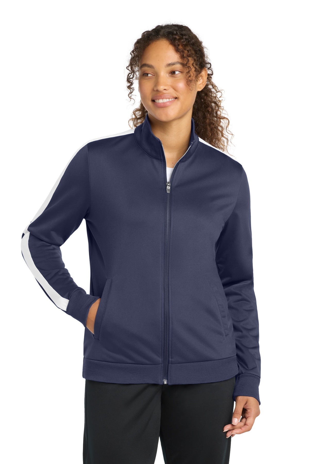 Sport-Tek Women's Tricot Sleeve Stripe Track Jacket