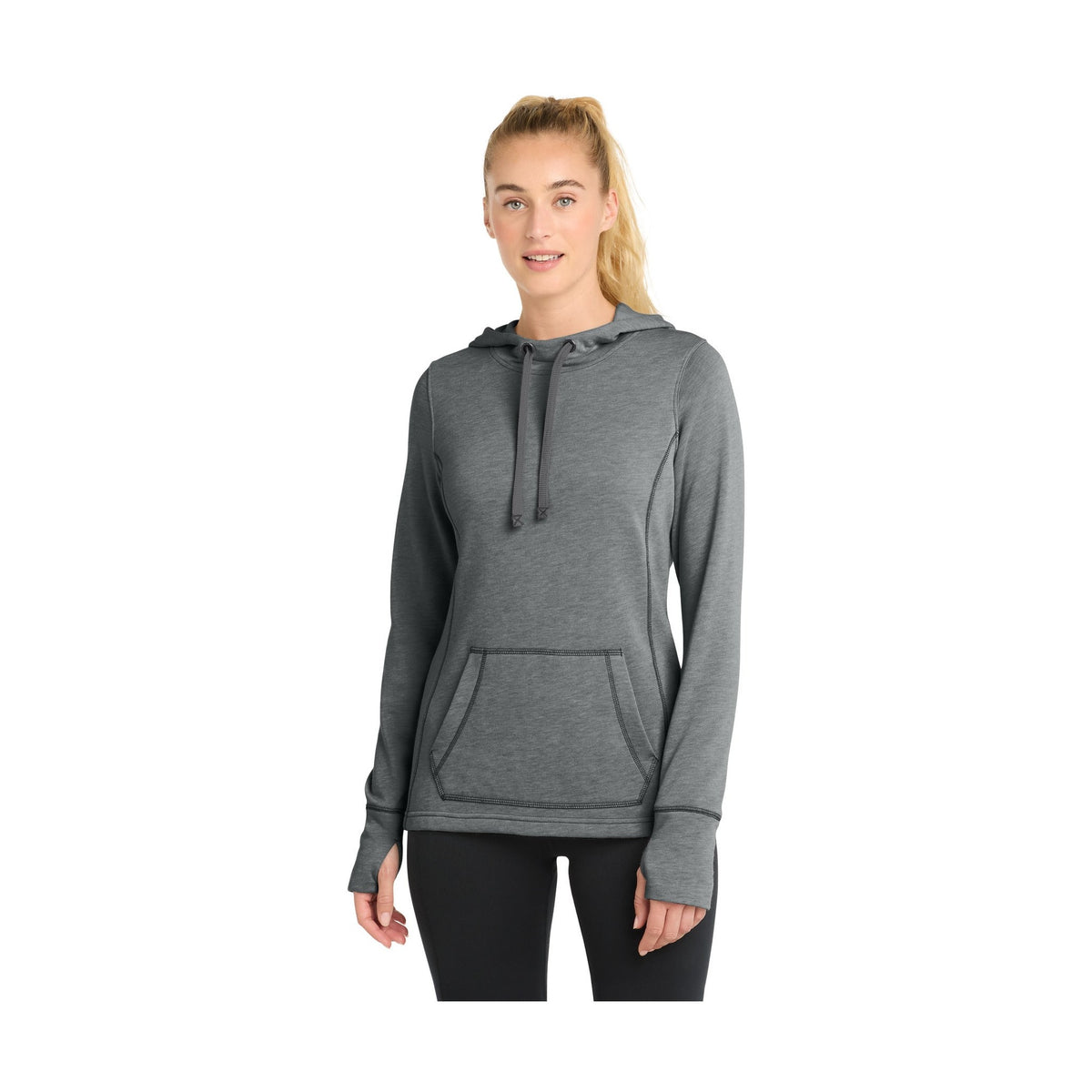 Sport-Tek Women's PosiCharge Tri-Blend Wicking Fleece Hooded Pullover