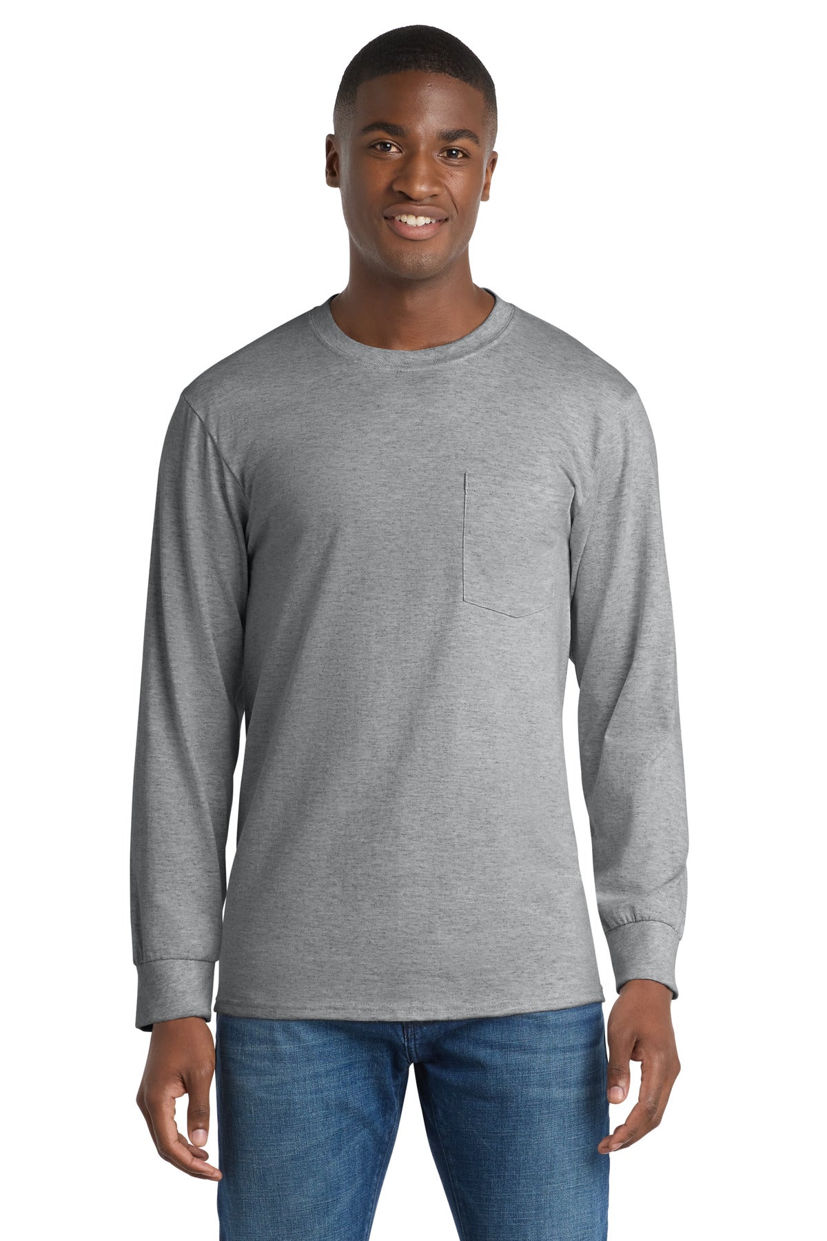 Port & Co Men's Long Sleeve Essential Pocket Tee