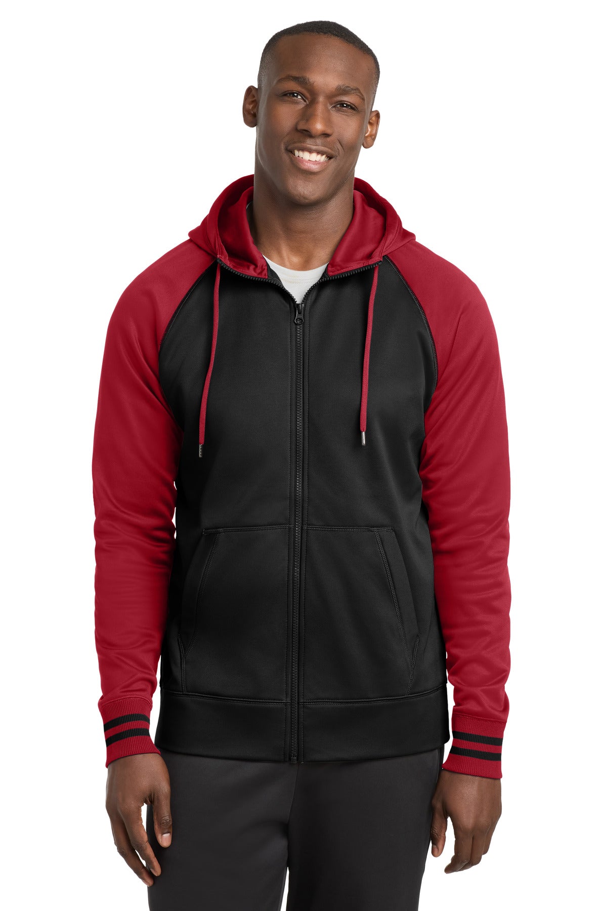 Sport-Tek Men's Sport-Wick Varsity Fleece Full-Zip Hooded Jacket