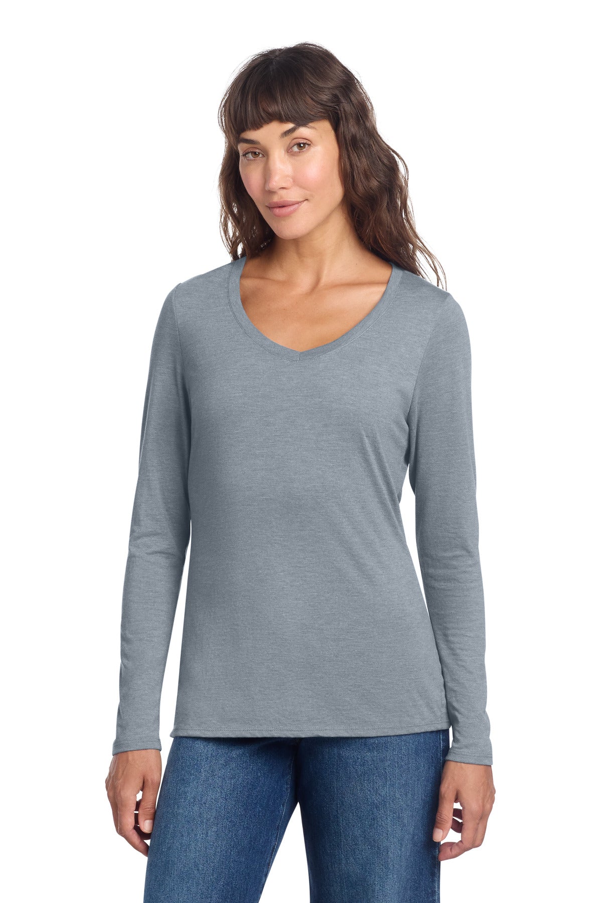 District Women's Perfect Tri Long Sleeve V-Neck Tee DT135