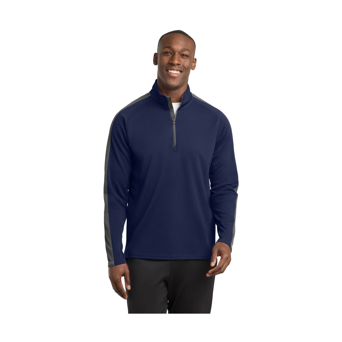 Sport-Tek Men's Sport-Wick Textured Colorblock 1/4-Zip Pullover