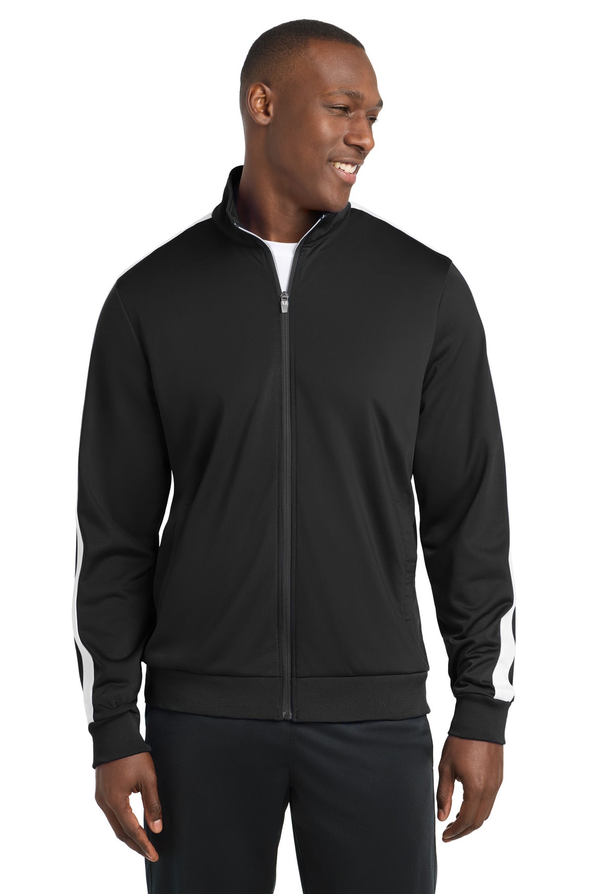 Sport-Tek Men's Tricot Sleeve Stripe Track Jacket