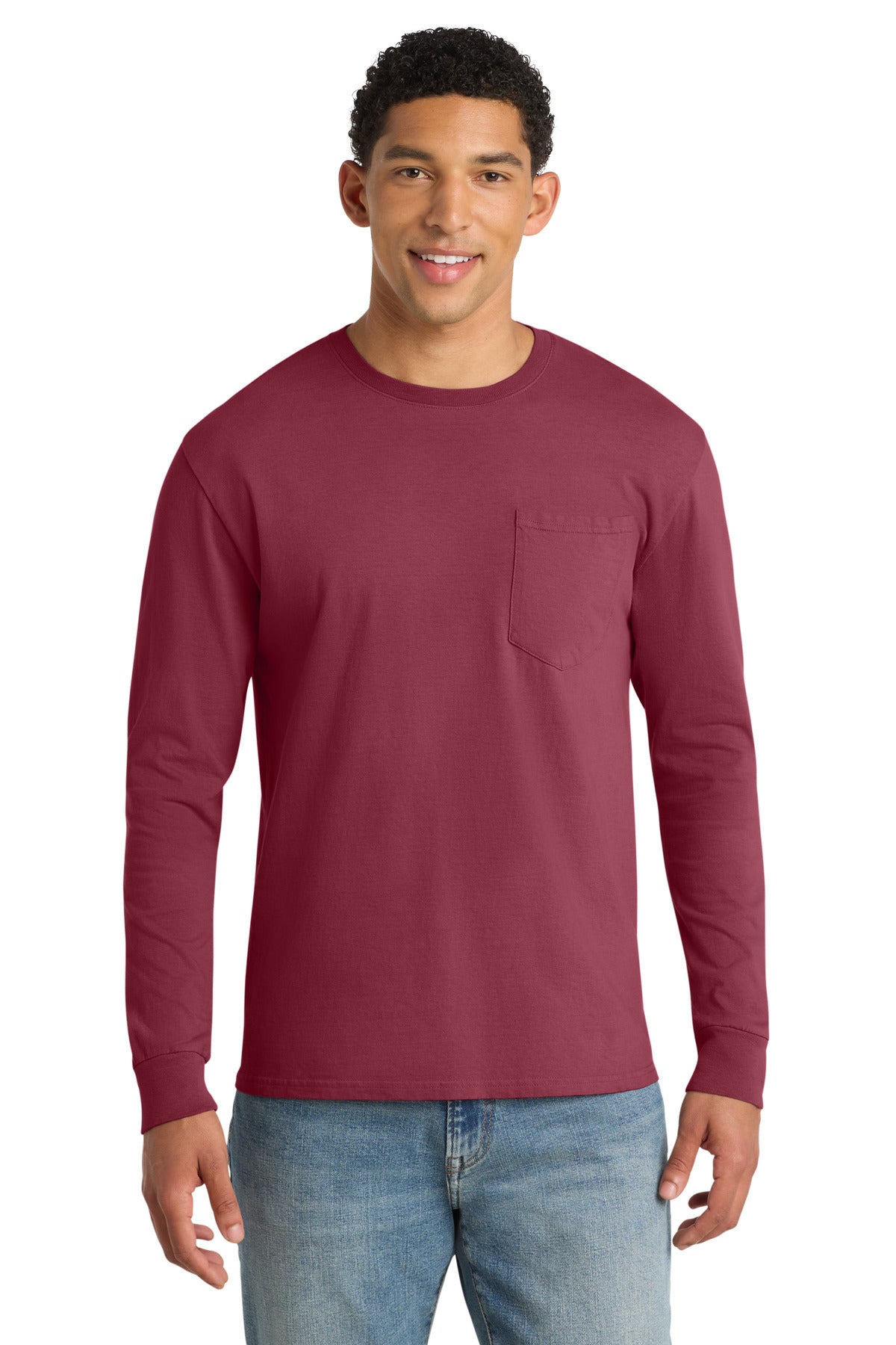 Port & Co Men’s Beach Wash Garment-Dyed Long Sleeve Pocket Tee PC099LSP