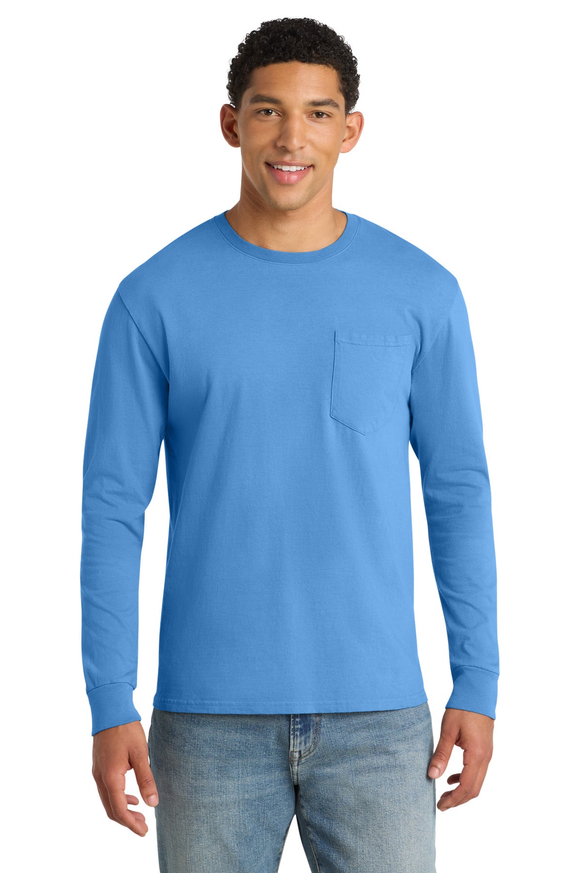 Port & Co Men’s Beach Wash Garment-Dyed Long Sleeve Pocket Tee PC099LSP