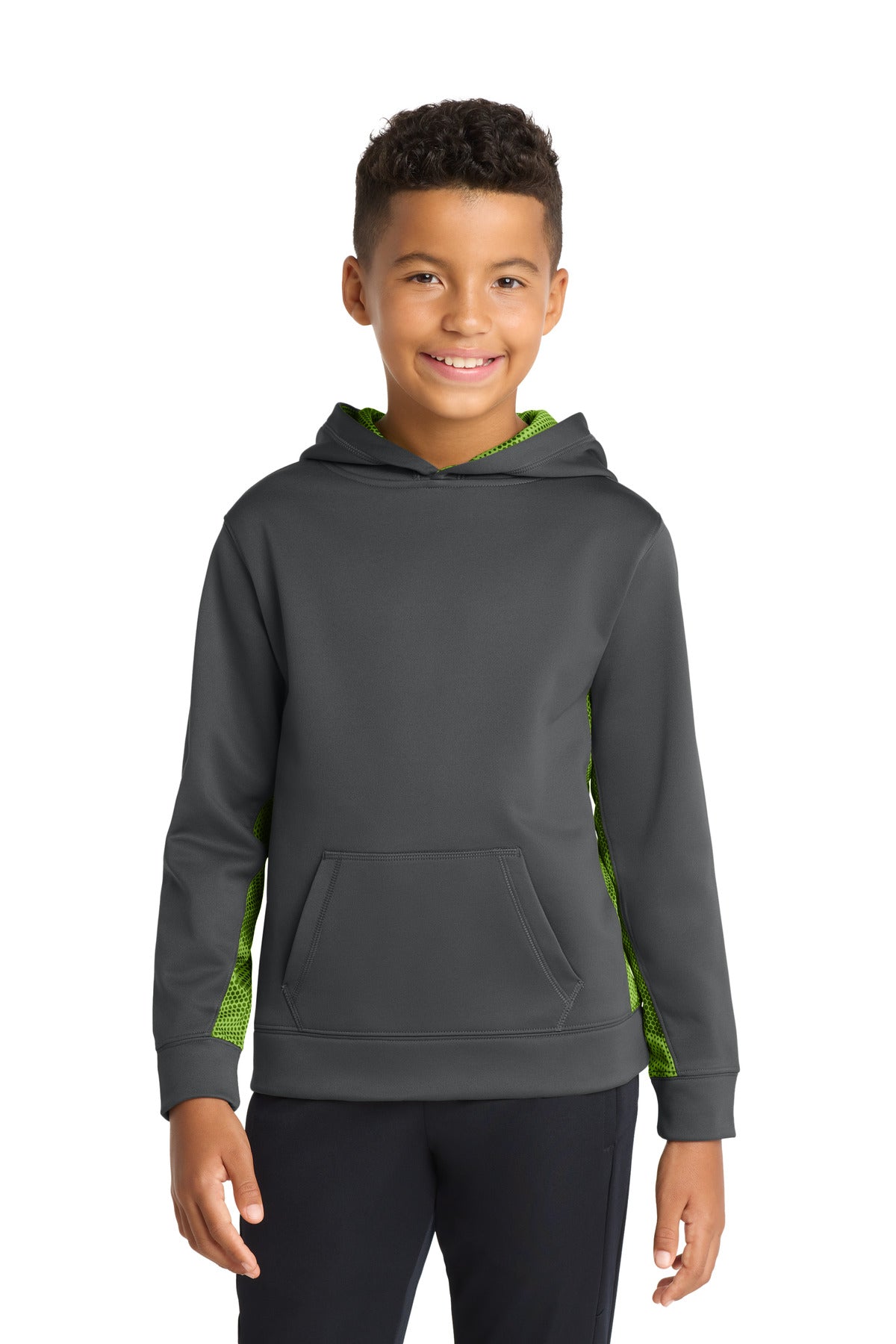 Sport-Tek Youth Sport-Wick CamoHex Fleece Colorblock Hooded Pullover