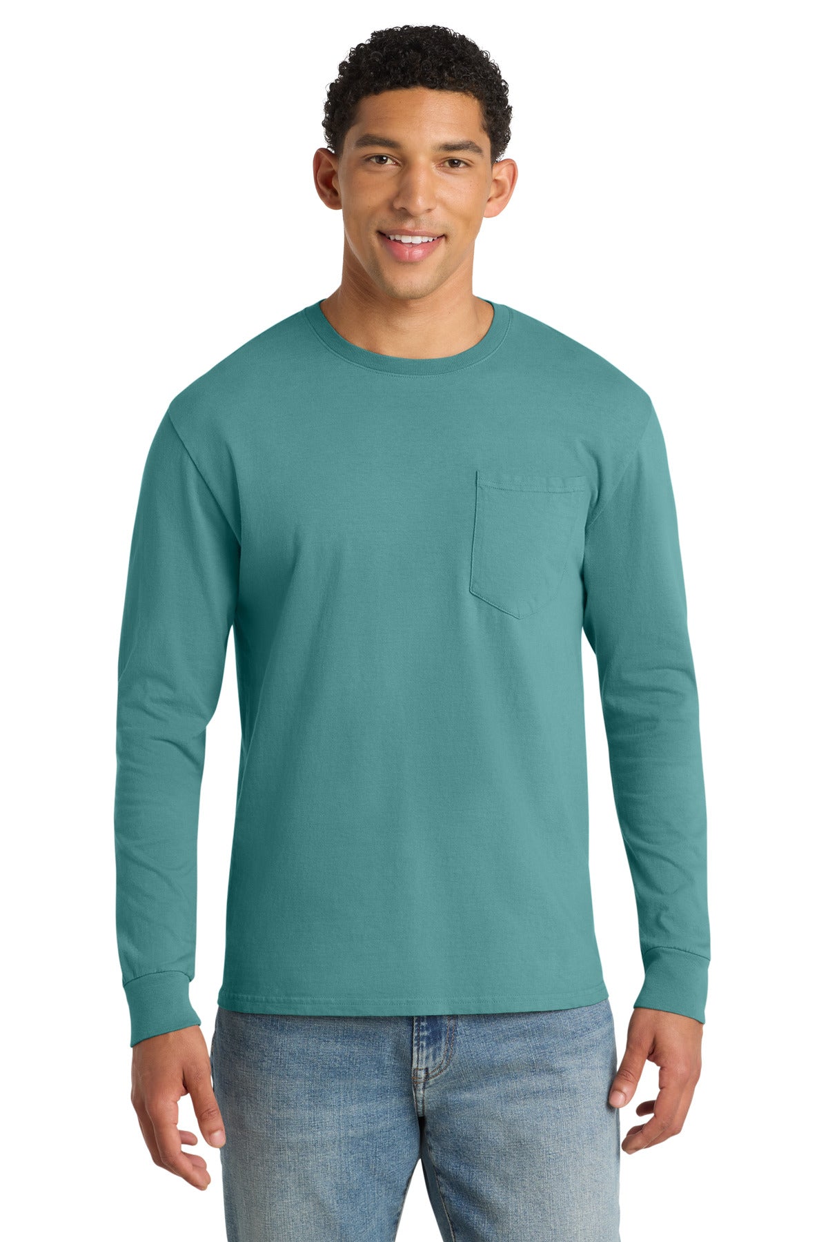 Port & Co Men’s Beach Wash Garment-Dyed Long Sleeve Pocket Tee PC099LSP