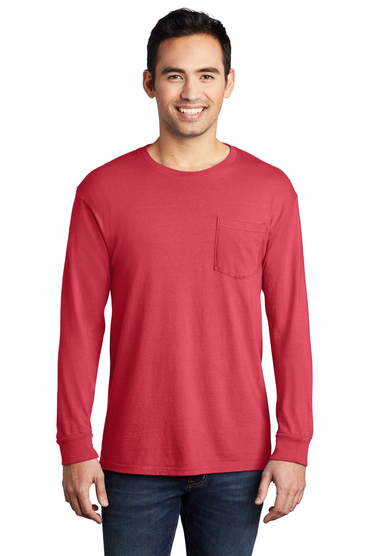 Port & Co Men’s Beach Wash Garment-Dyed Long Sleeve Pocket Tee PC099LSP