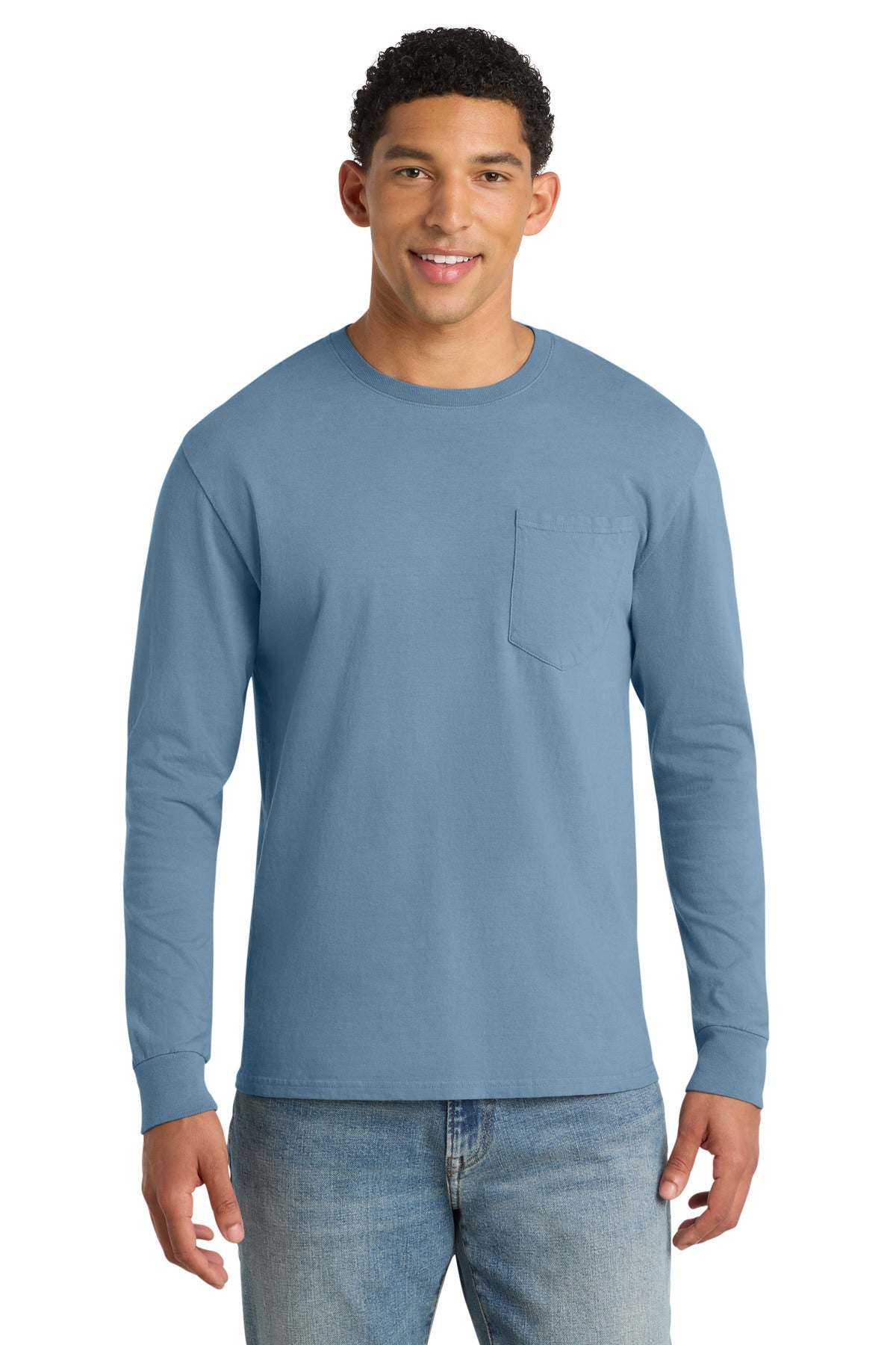 Port & Co Men’s Beach Wash Garment-Dyed Long Sleeve Pocket Tee PC099LSP