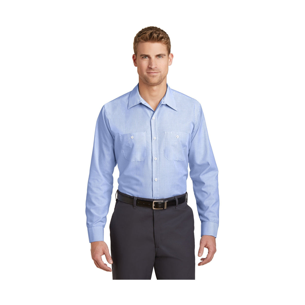 Red Kap Men's Long Sleeve Striped Industrial Work Shirt