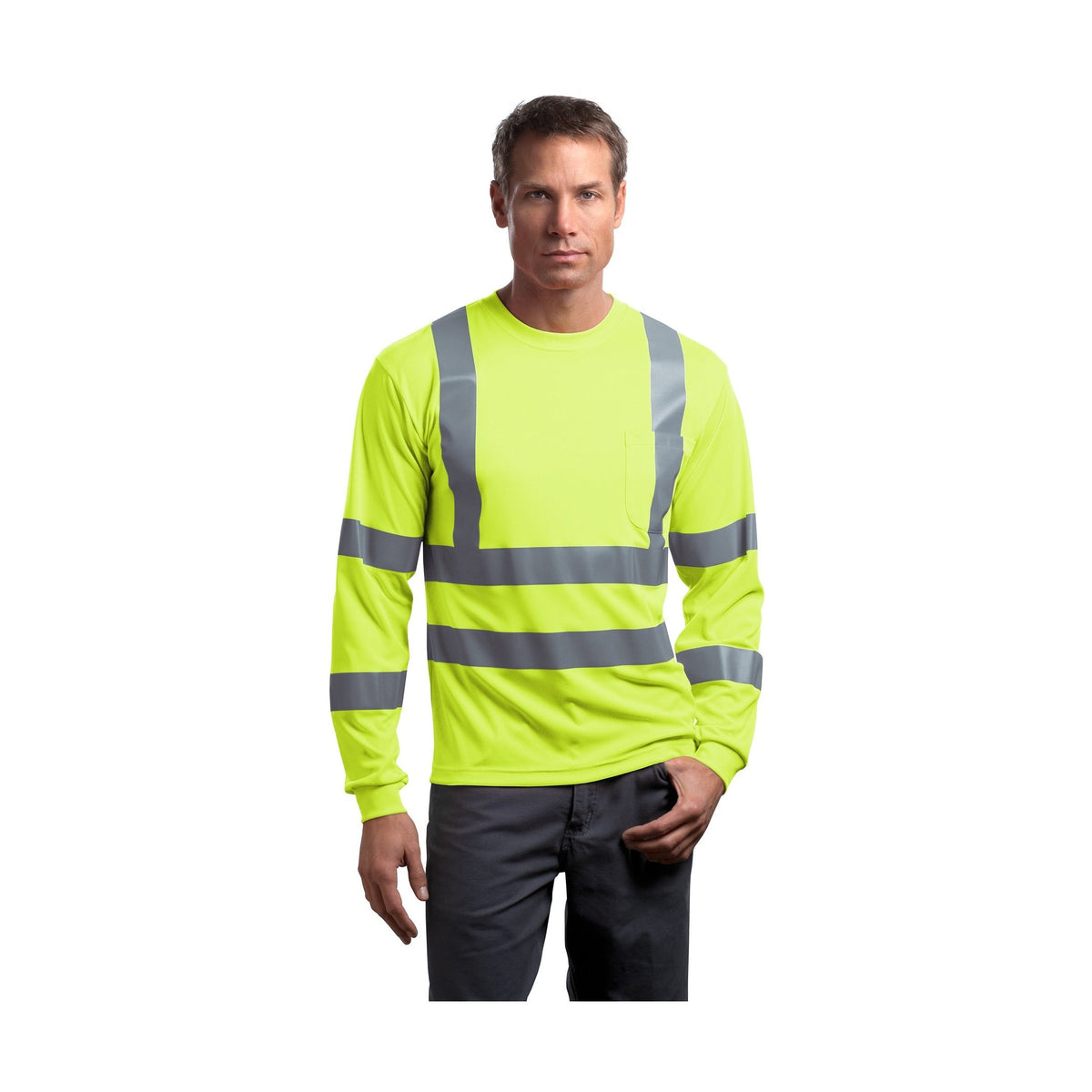 CornerStone Men's ANSI 107 Class 3 Long Sleeve Snag-Resistant Reflective T-Shirt