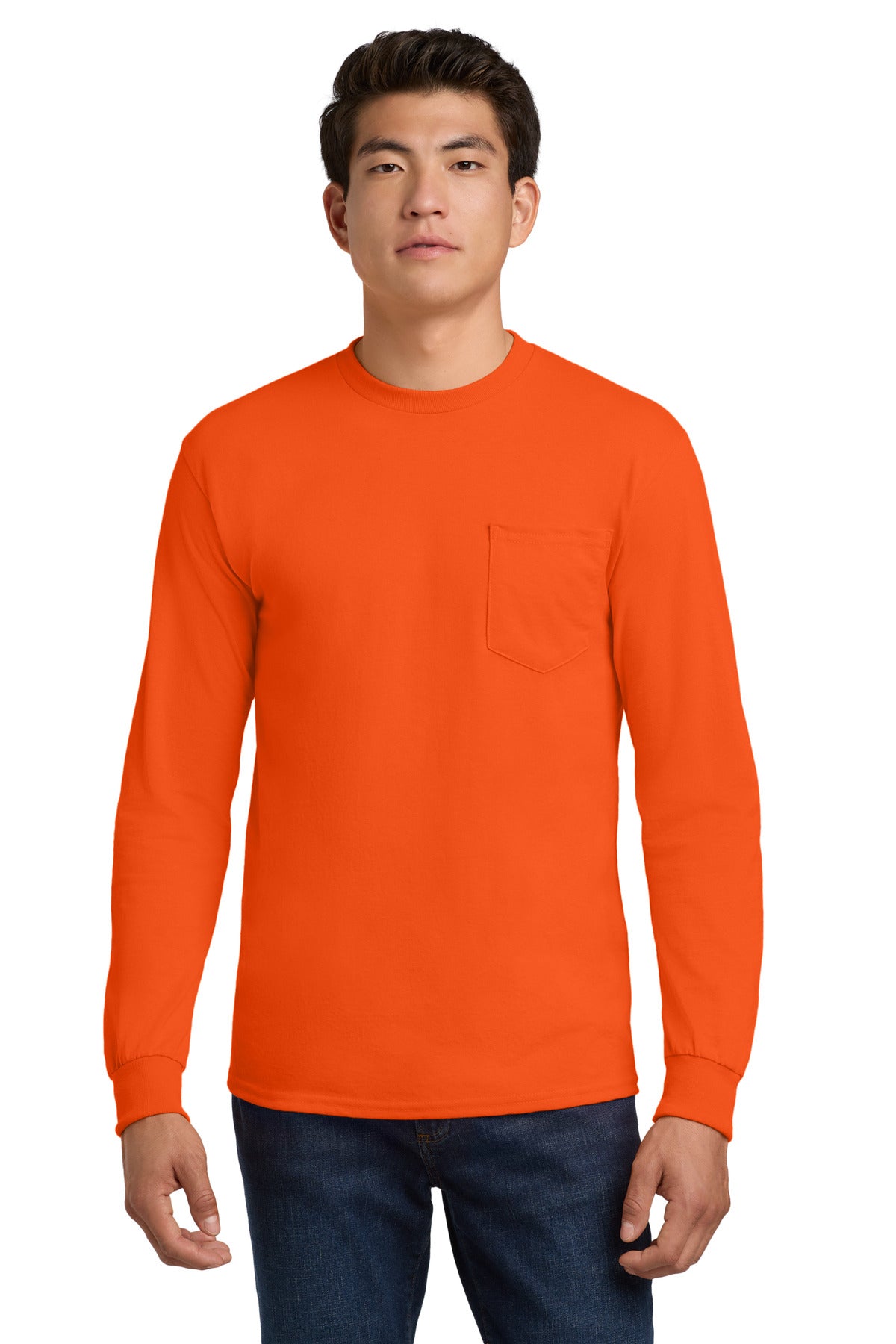 Gildan Men's Ultra Cotton 100% US Cotton Long Sleeve T-Shirt with Pocket