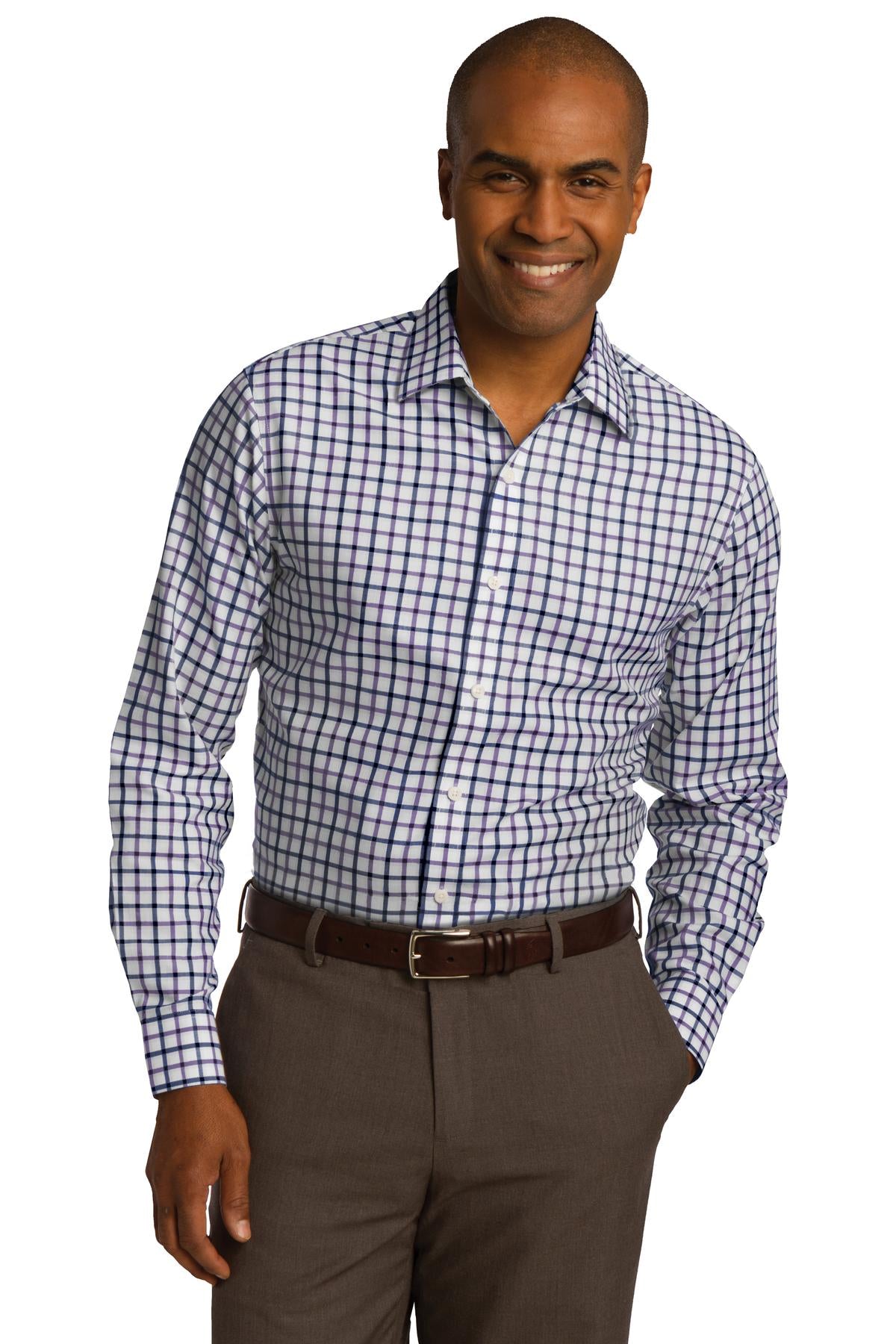 Red House Men's Tricolor Check Slim Fit Non-Iron Shirt