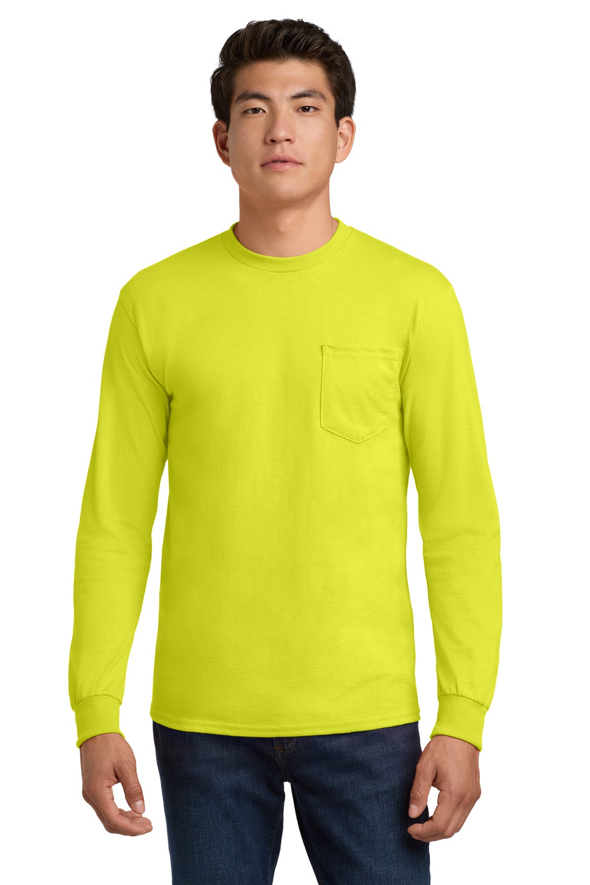 Gildan Men's Ultra Cotton 100% US Cotton Long Sleeve T-Shirt with Pocket