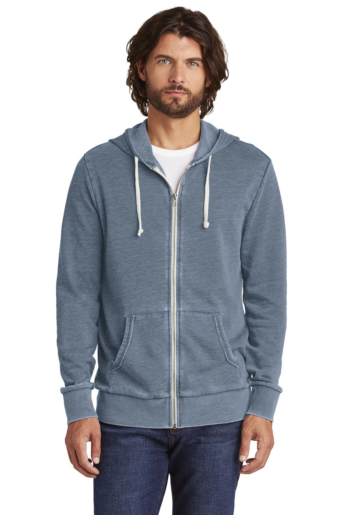 Alternative Apparel Men's Burnout Laid-Back Zip Hoodie