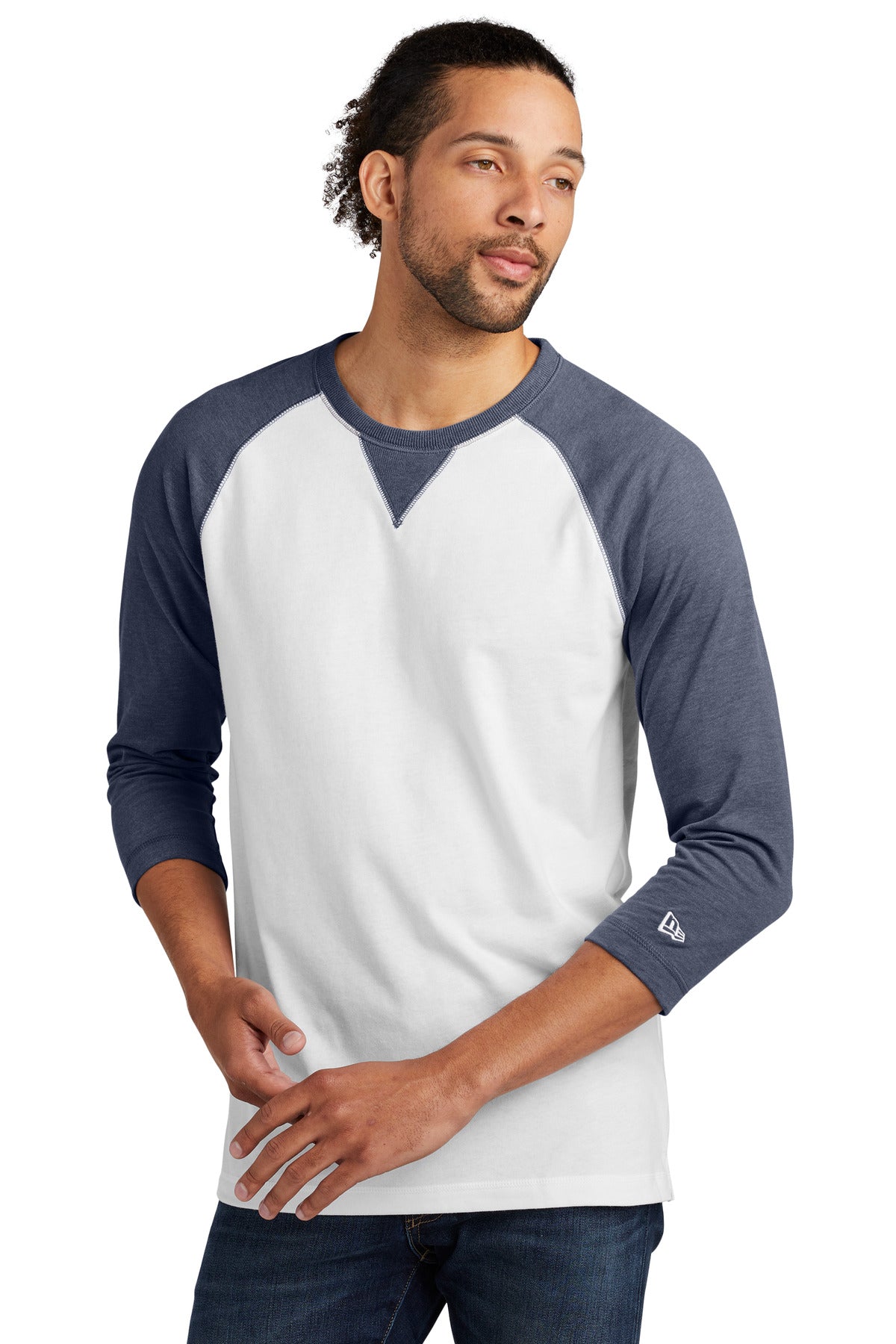 New Era Men's Sueded Cotton Blend 3/4-Sleeve Baseball Raglan Tee