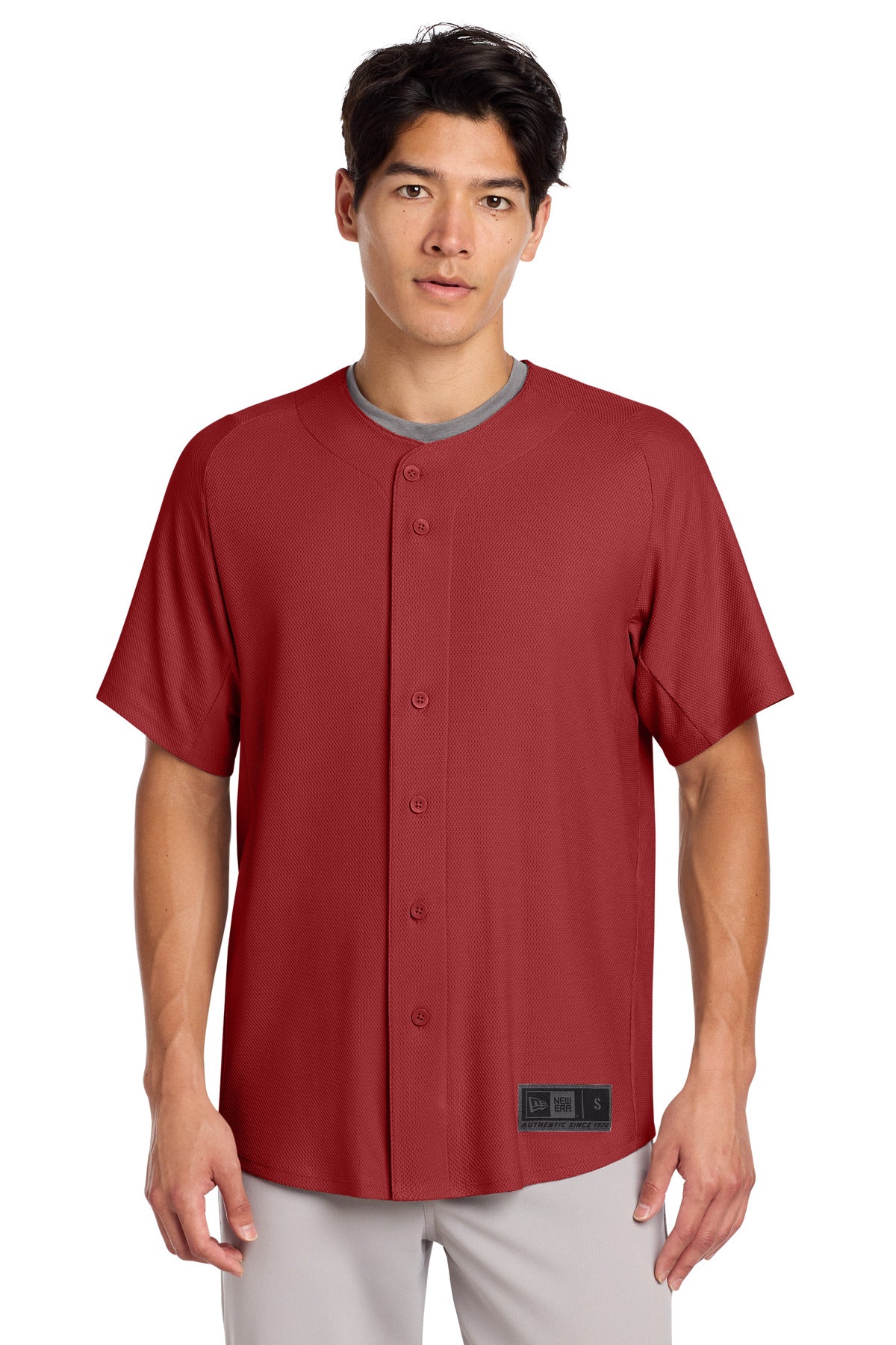 New Era Men's Diamond Era Full-Button Jersey Corporate Apparel Shirts & Tops
