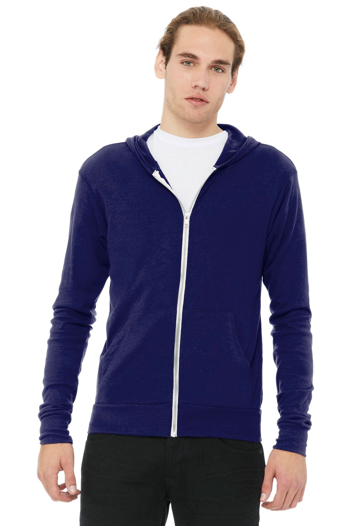 Bella + Canvas Men's Triblend Full-Zip Lightweight Hoodie