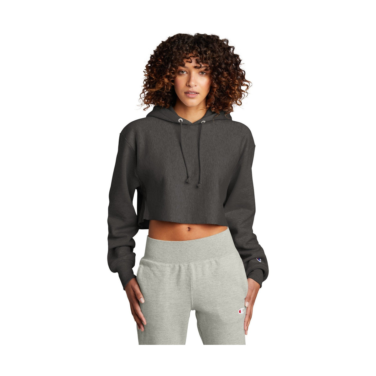 Champion Women's Reverse Weave Cropped Cut-Off Hooded Sweatshirt RW01W