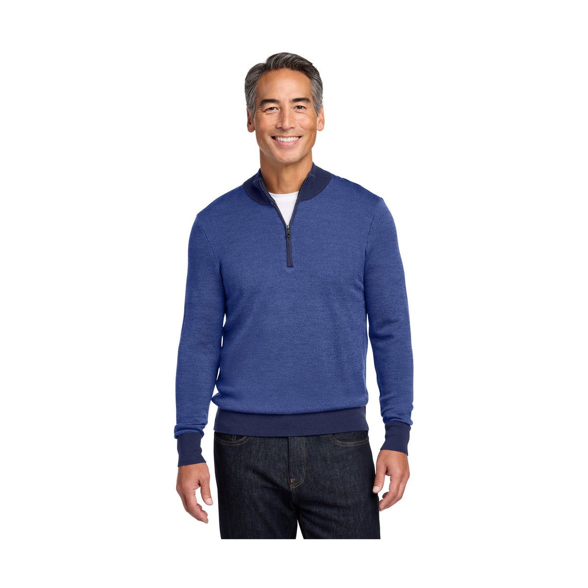 Brooks Brothers Men's Washable Merino Birdseye 1/4-Zip Sweater BB18412