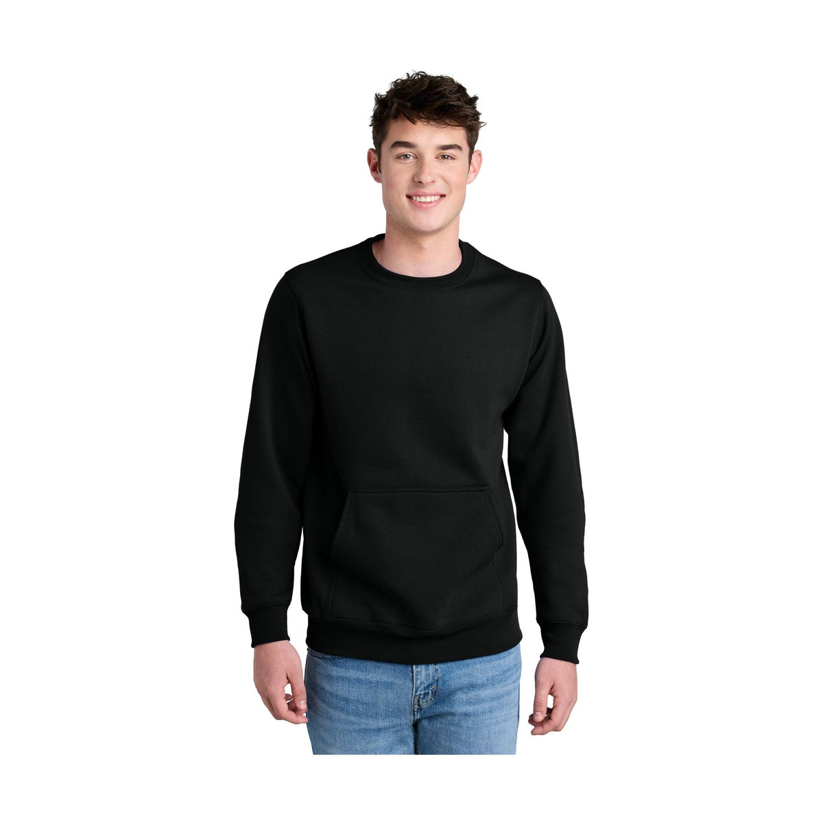 Port & Co Men's Core Fleece Crewneck Pocket Sweatshirt PC78PKT