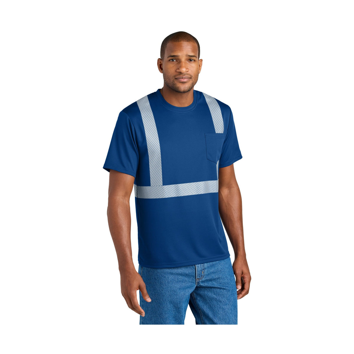 CornerStone Men's Enhanced Visibility Segmented Tape Tee CS206