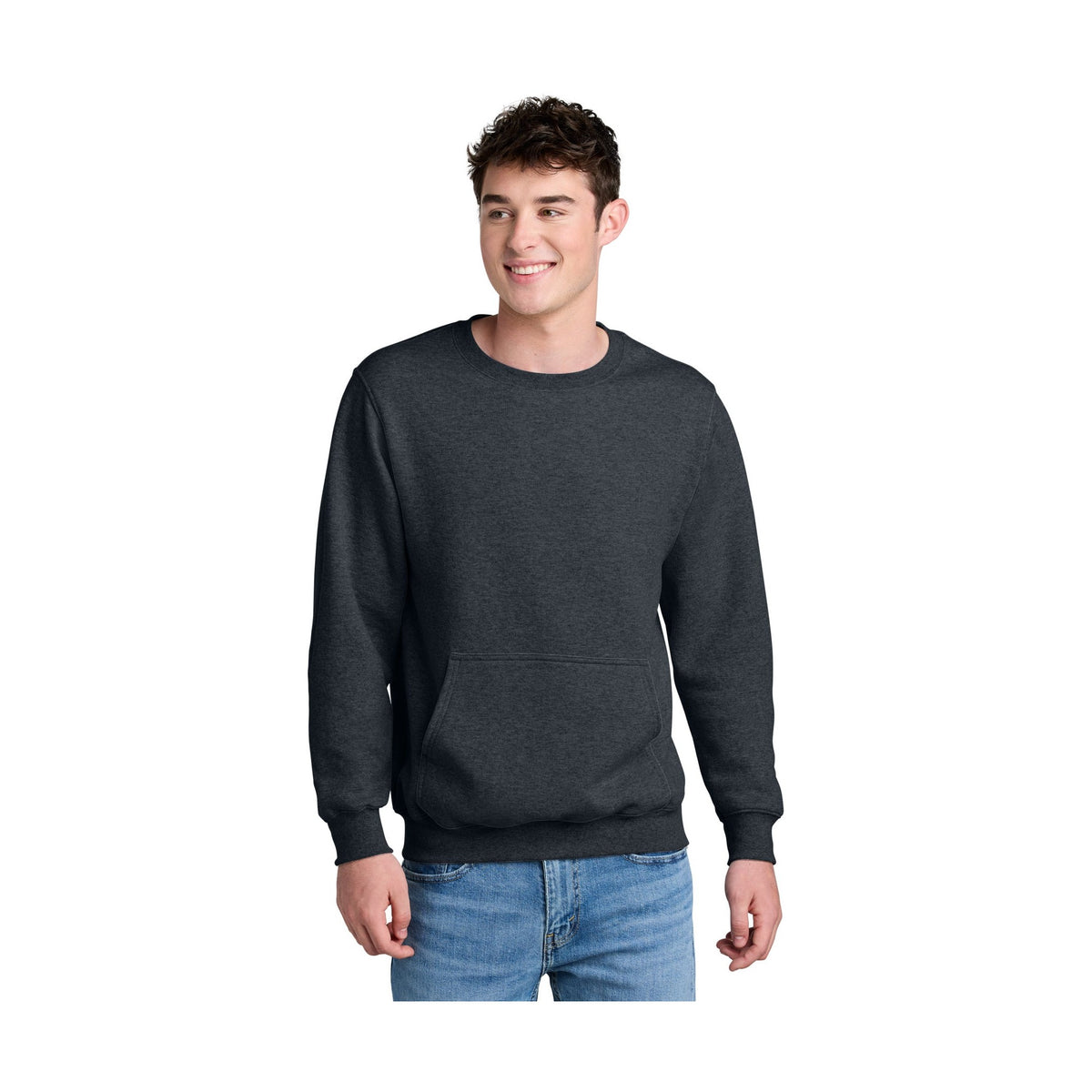 Port & Co Men's Core Fleece Crewneck Pocket Sweatshirt PC78PKT